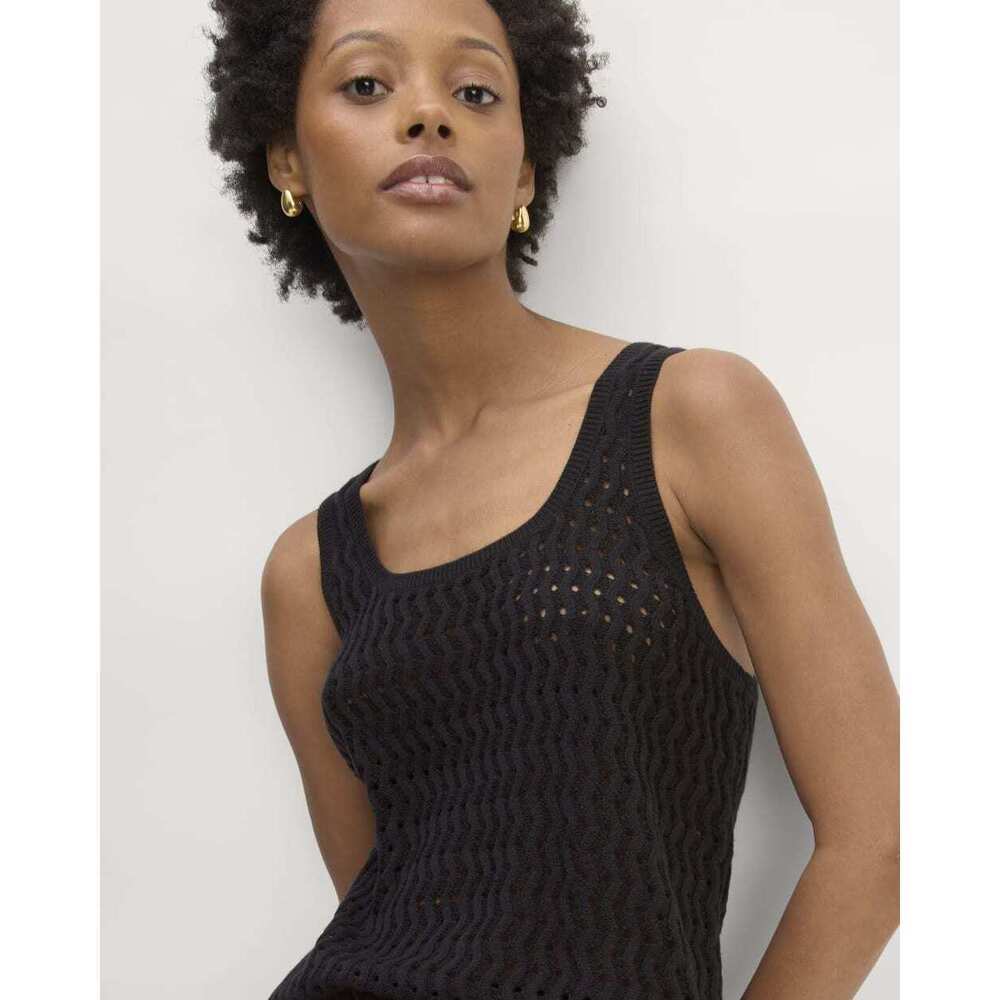 Everlane Women's Crochet Knit Tank in Black, Size Large